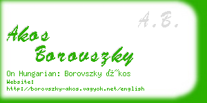 akos borovszky business card